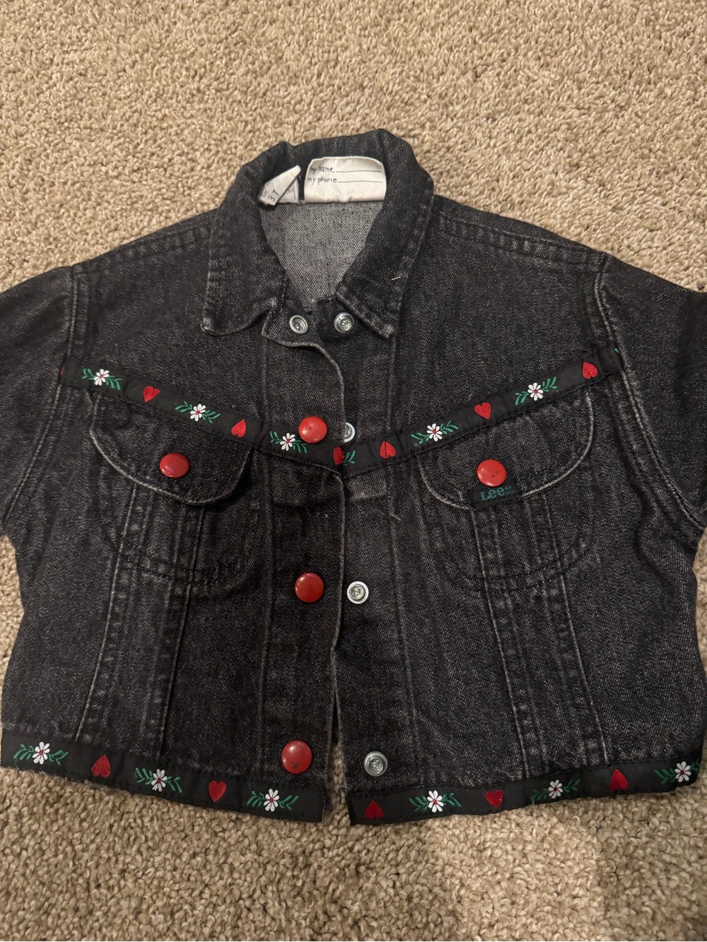 Vintage Lee Black Denim Trucker Jacket with Subtle Embroidery